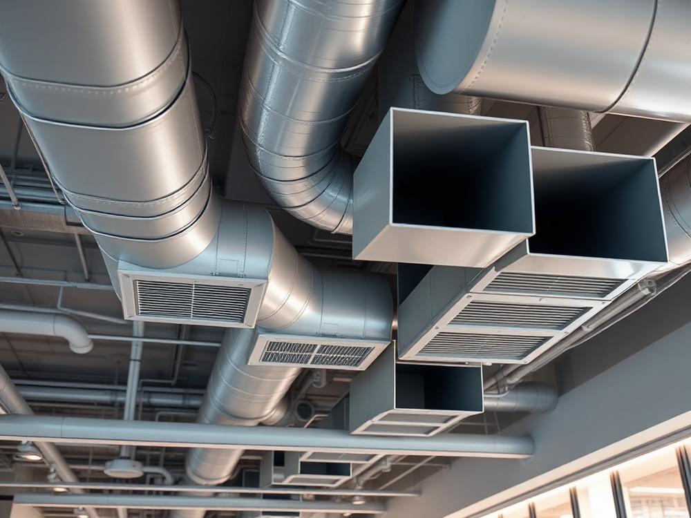 Illustrative image of an insulated ductable HVAC system above a false ceiling